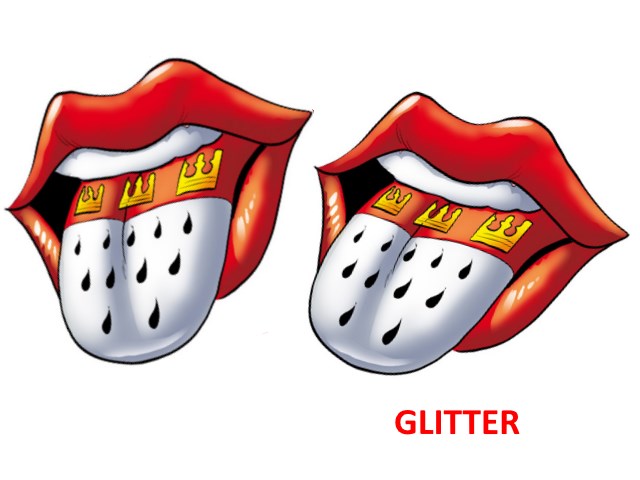 Glitter Bügelbild Zunge 2er Set