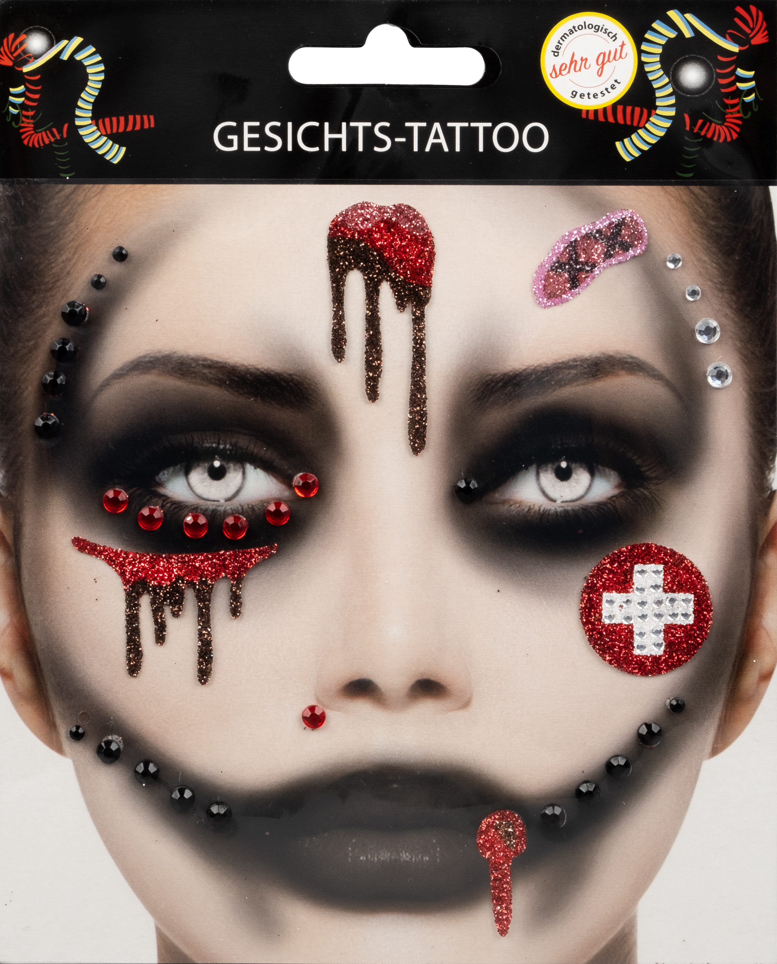 Gesichts-Tattoo Halloween Krankenschwester