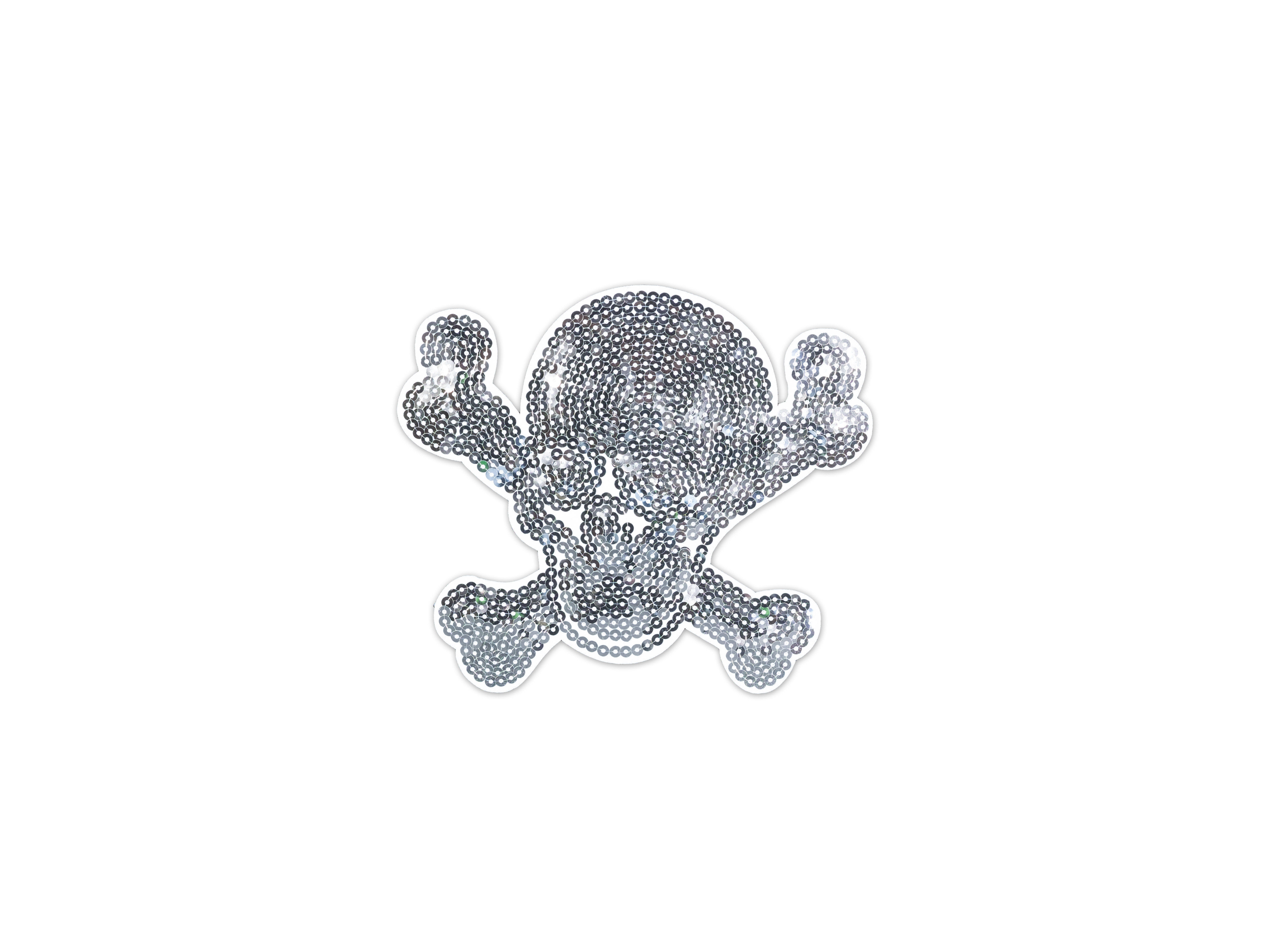 Paillettenbügelbild Totenkopf mit Knochen