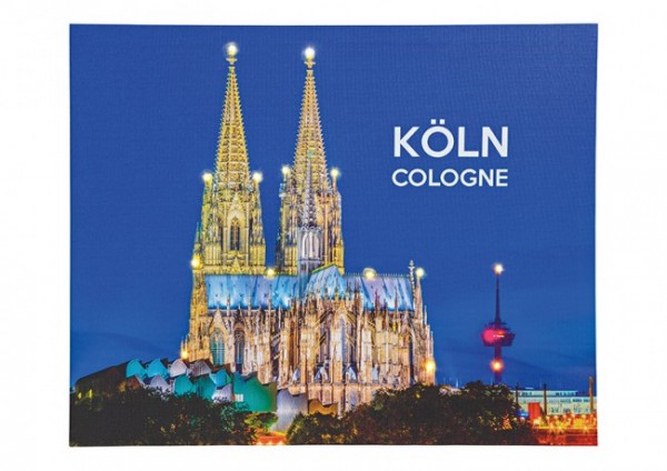 Wandbild Kölner Dom mit 14 LED Lichtern