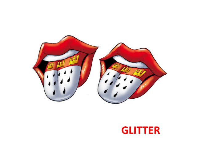 Glitter Bügelbild Zunge 2er Set