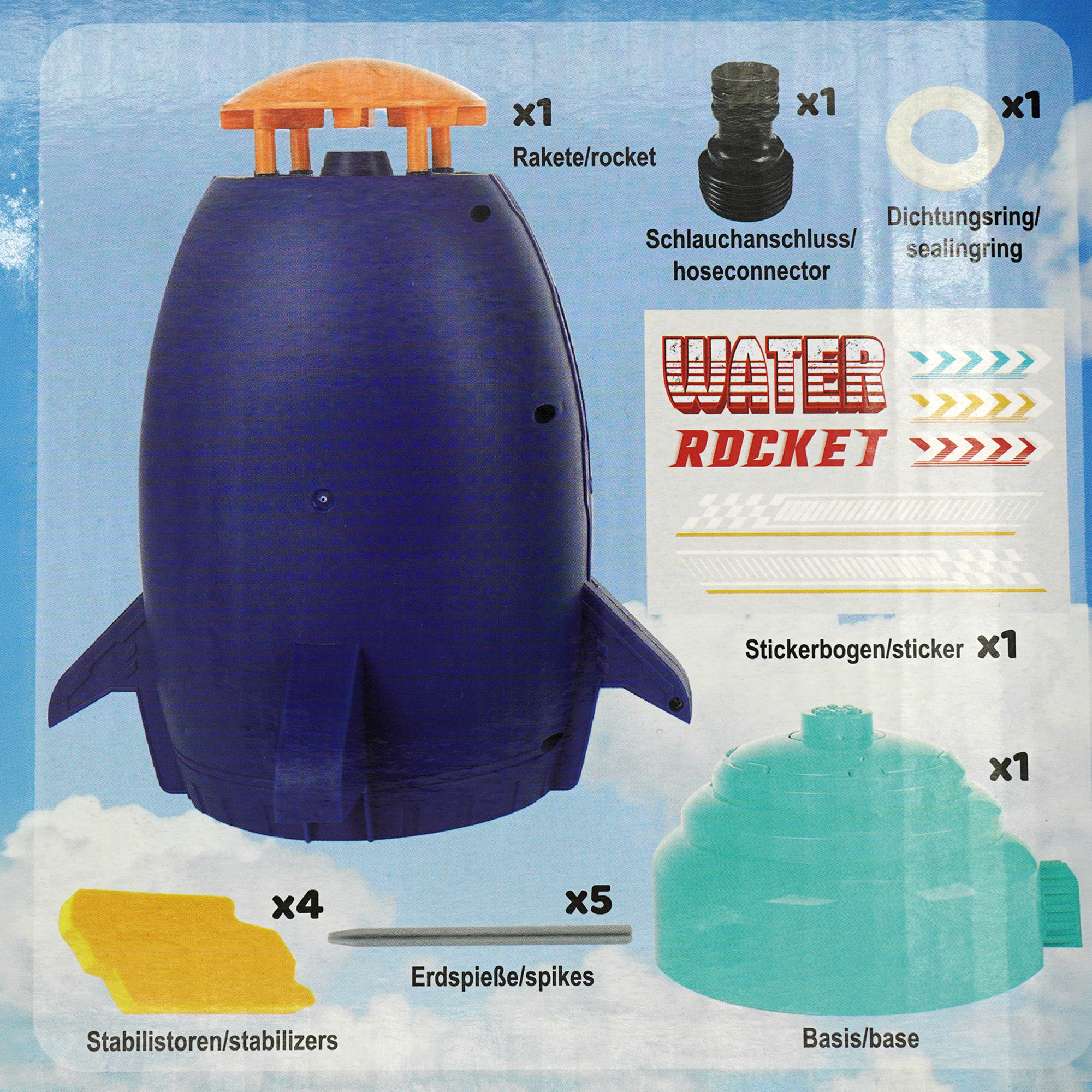 Wasserrakete Wasserspielzeug für Kinder Draußen - Rakete Wassersprenkler Gartenspielzeug - Fliegender Rasensprenger Sprinkler für Jungen & Mädchen - Outdoor Sommer Spielzeug