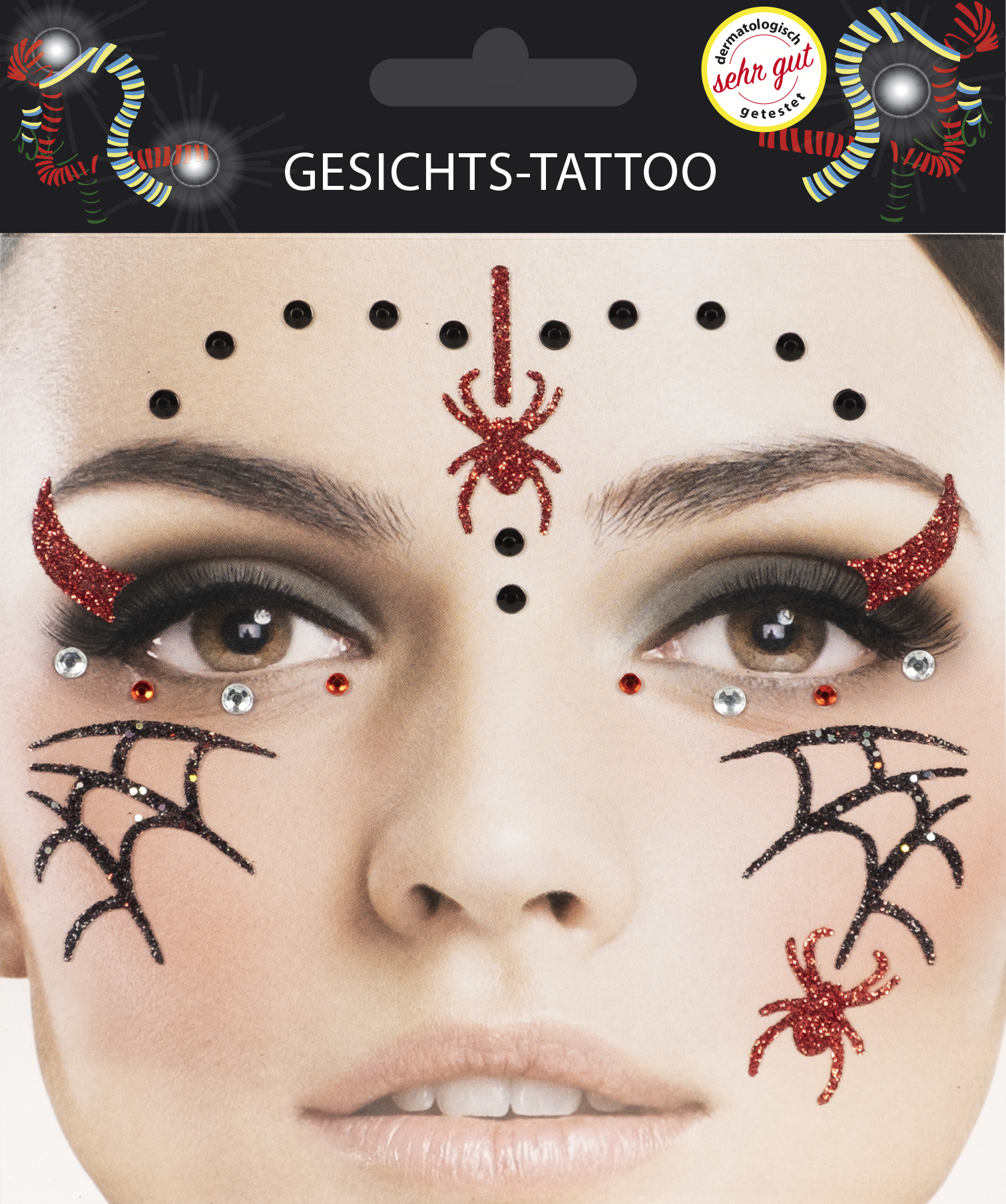 Gesichts-Tattoo Halloween Spinne