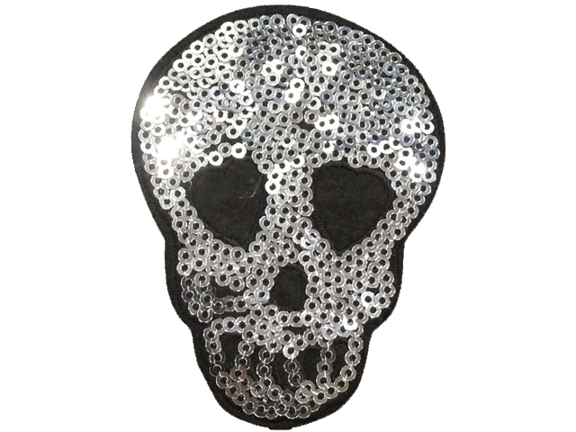 Paillettenbügelbild Totenkopf