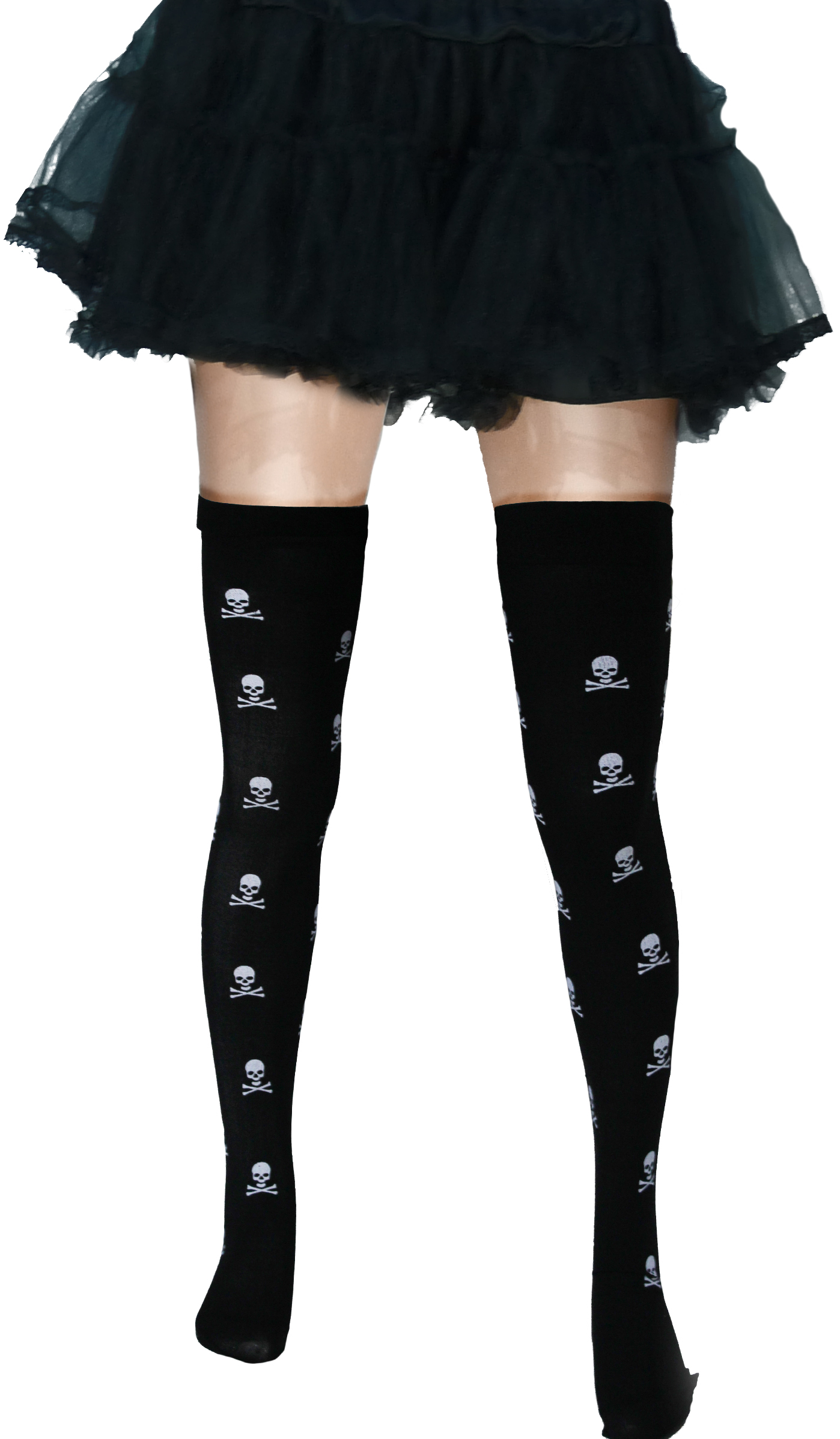 Overknee Totenkopf schwarz