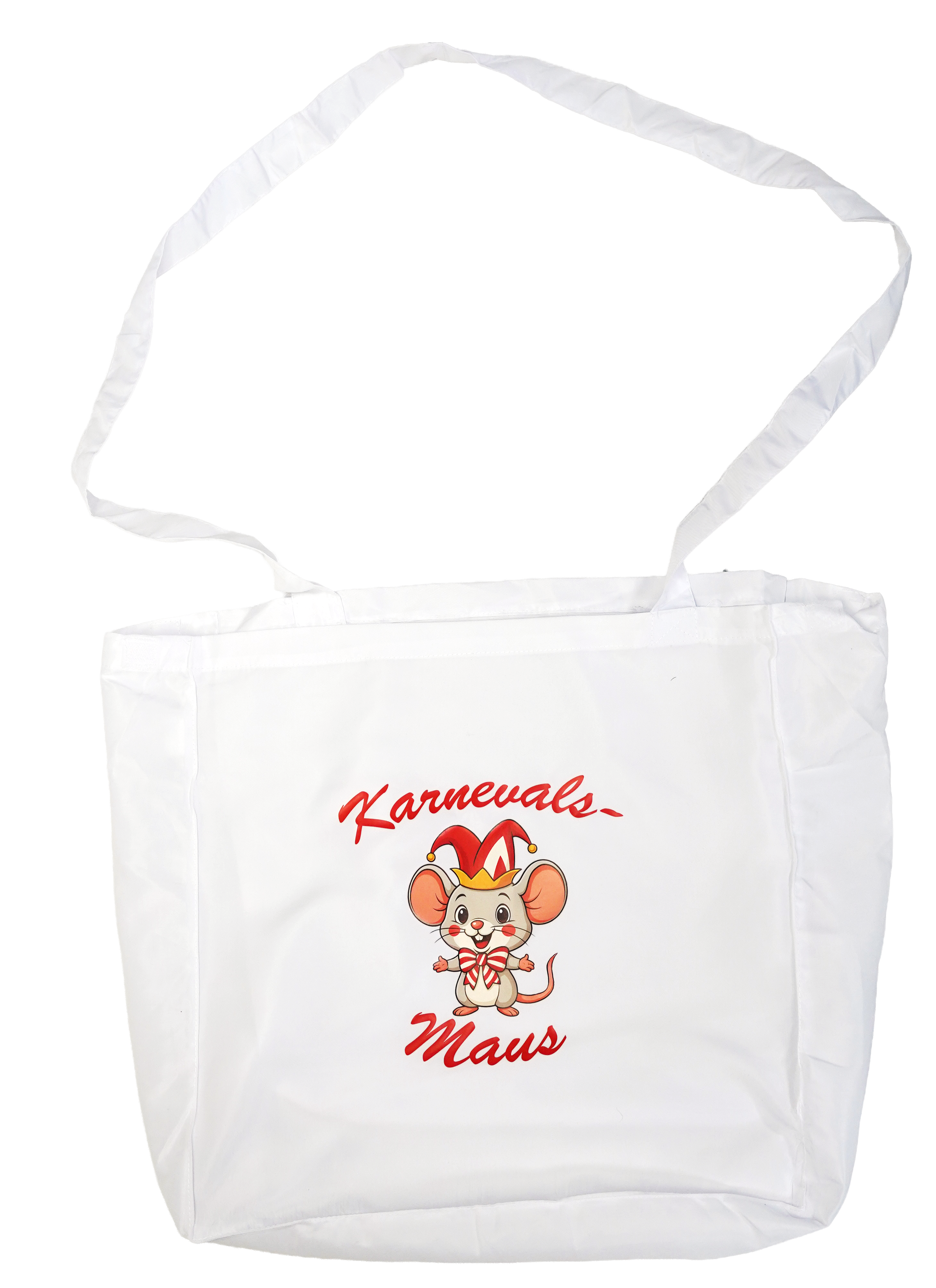 Wurfbeutel mit Karnevalsmaus Motiv, weiß