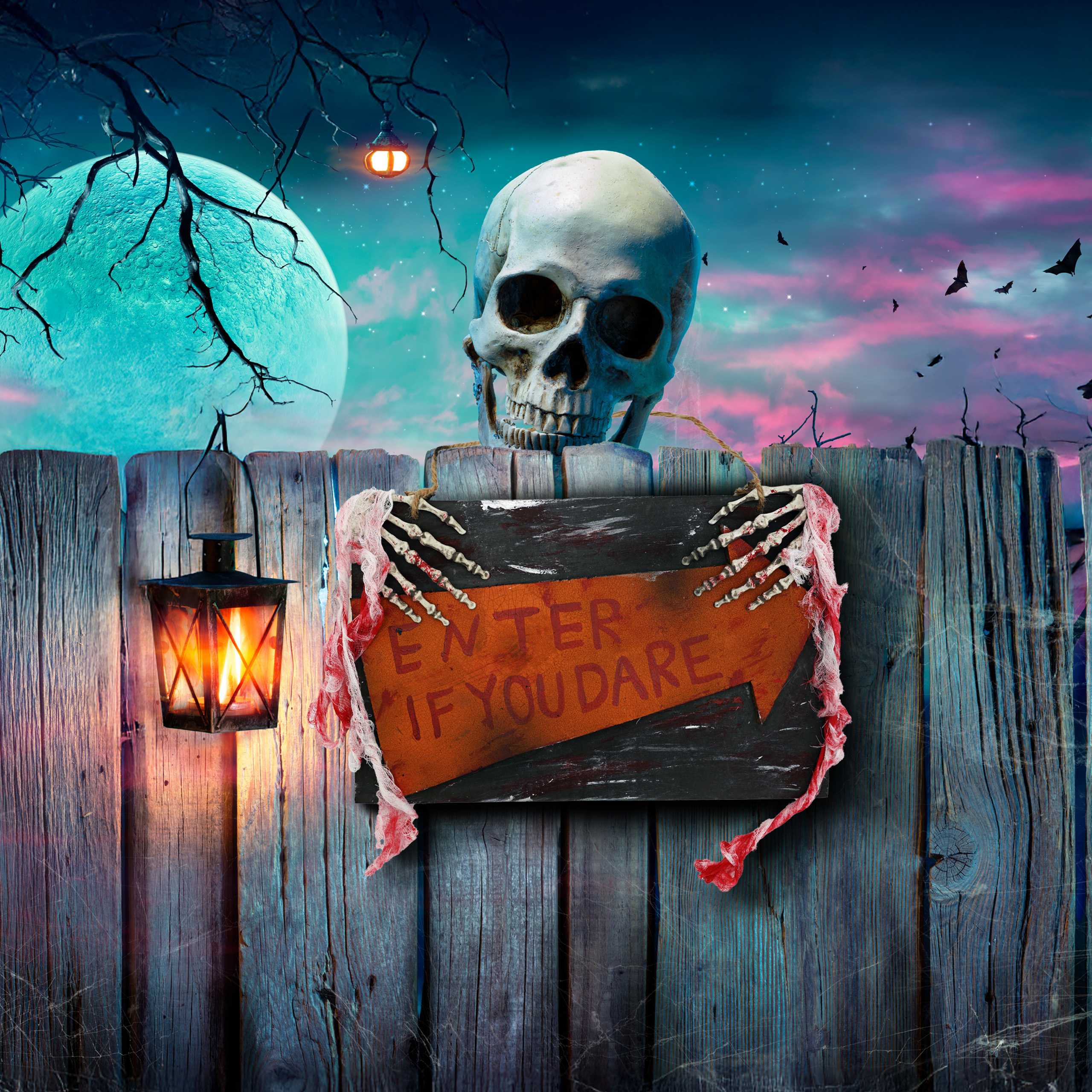 Dekoratives Schild "Enter if you Dare" Halloween, Gruselparty