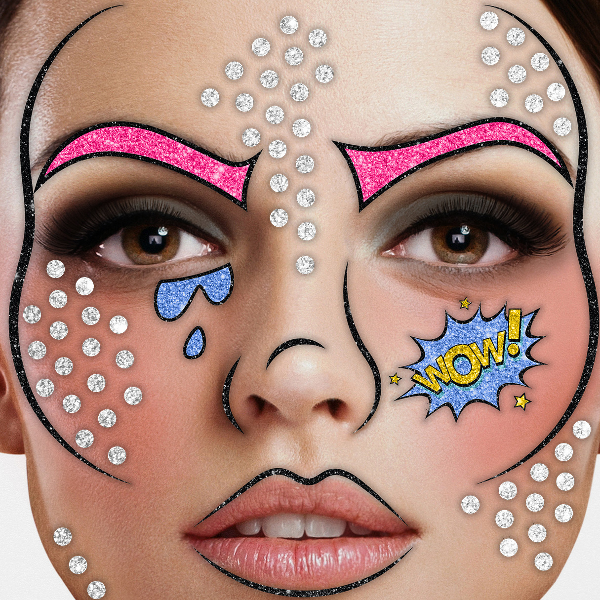 Gesichts-Tattoo Pop Art