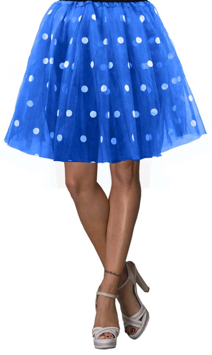 Damen Petticoat gepunktet, blau-weiß