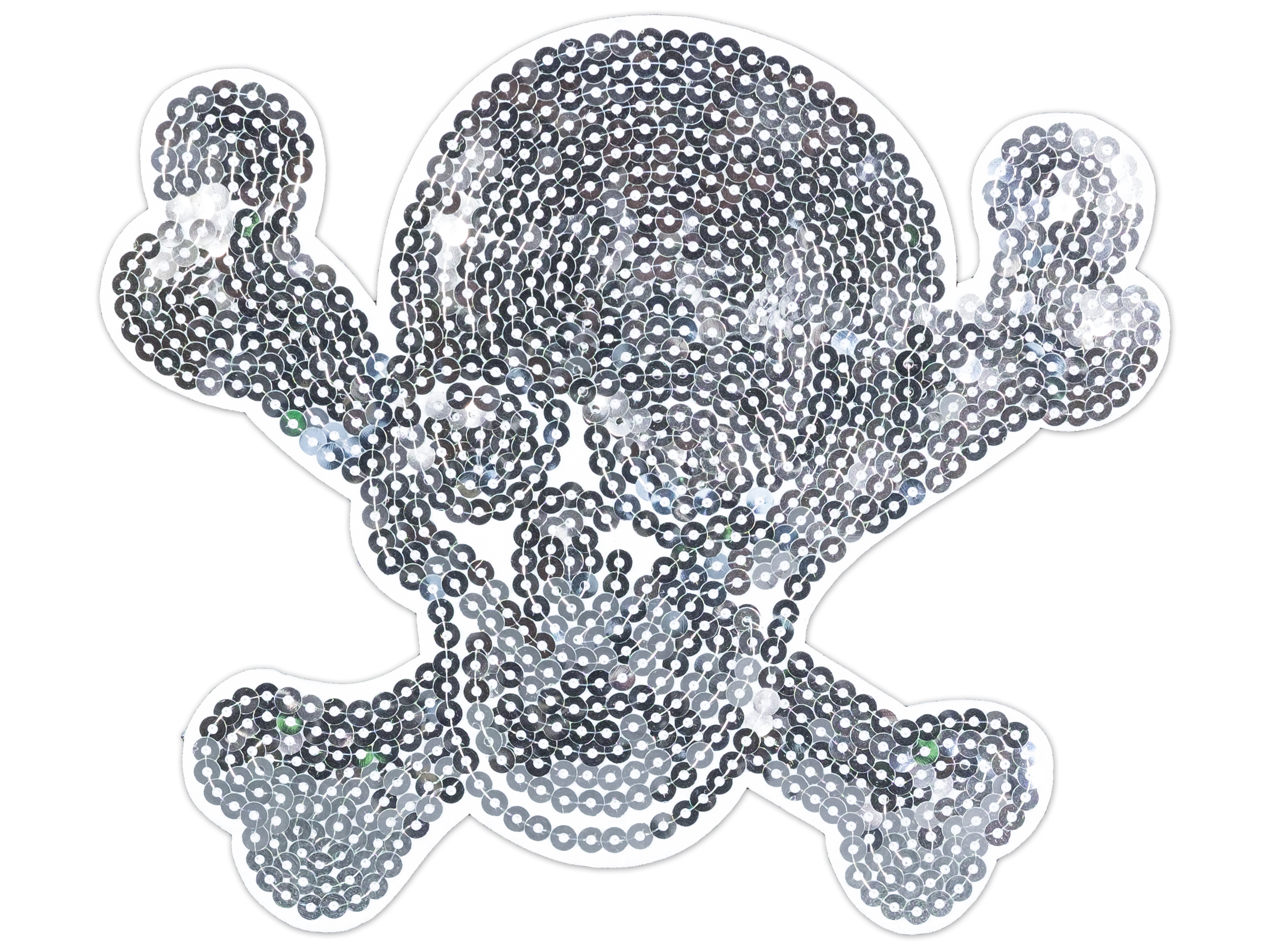 Paillettenbügelbild Totenkopf mit Knochen