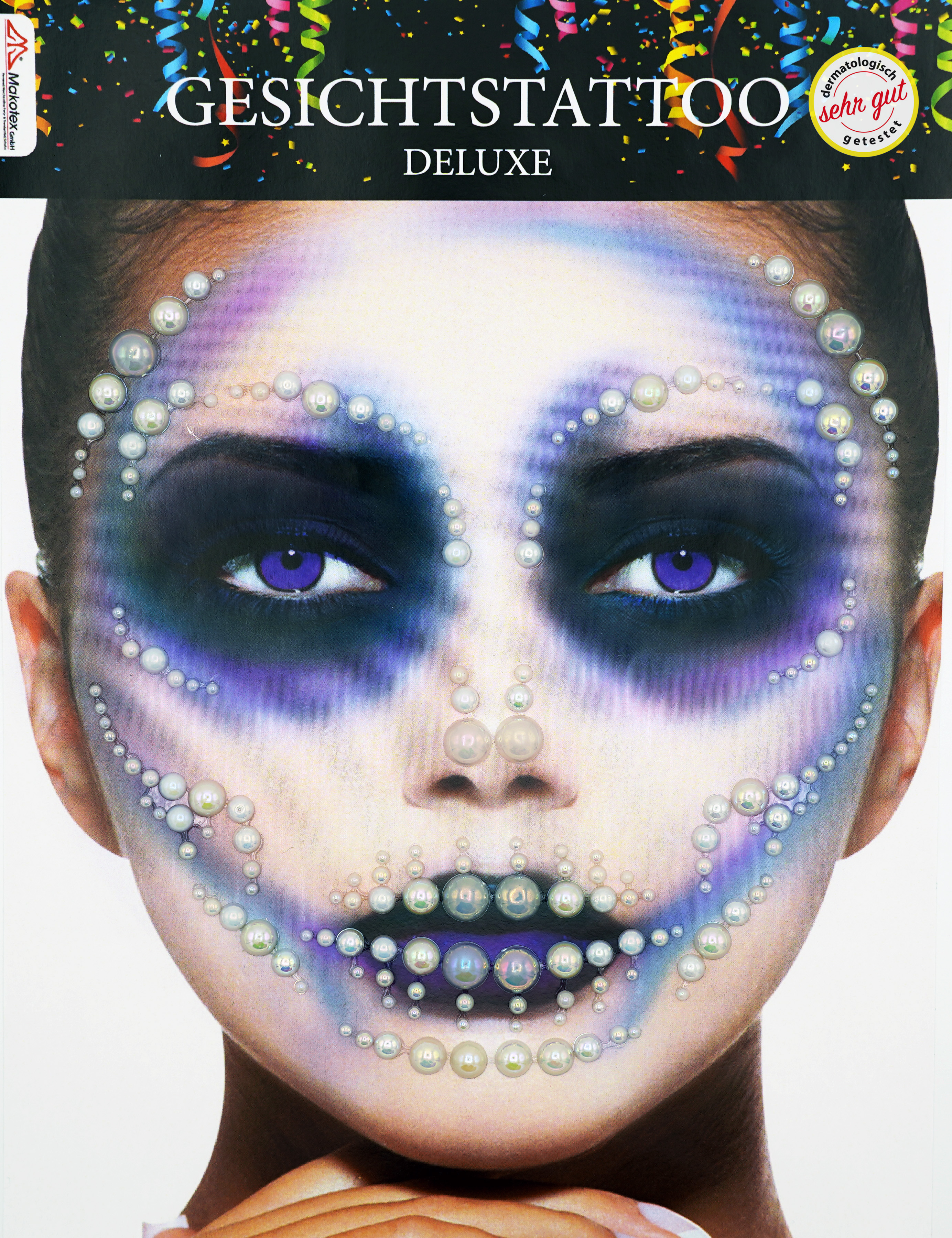 Strass Gesichtstattoo - Galaxisperlen Glitzer Aufkleber Klebetattoos Glitter Face Tattoo Motto Party Karneval Halloween