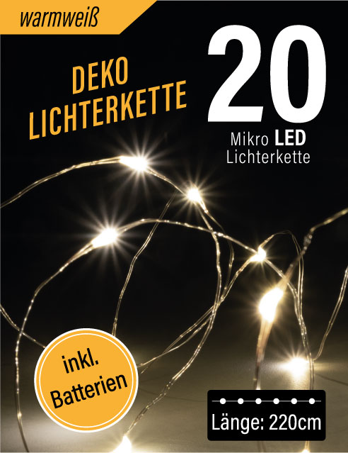 LED Mikro Lichterkette 20er (warmweiß)