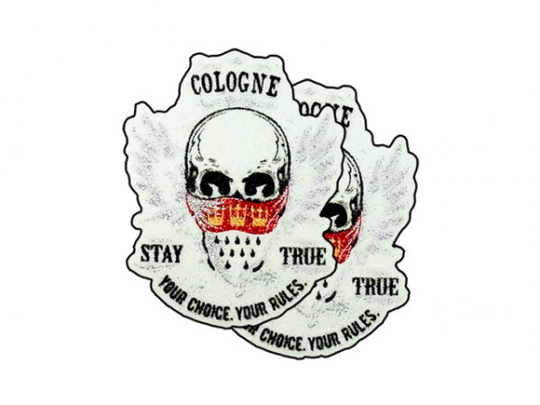 Glitzer Bügelbild Totenkopf Cologne
