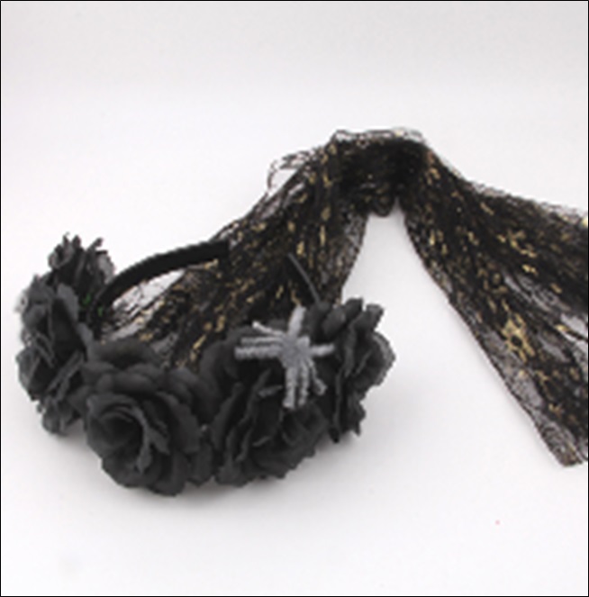 Haarreif mit Blumen und Spinnen