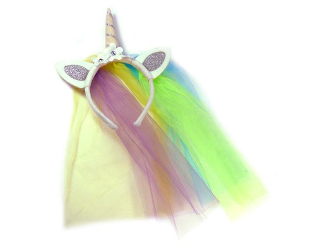 Haarreif Einhorn mit Tüll, weiß