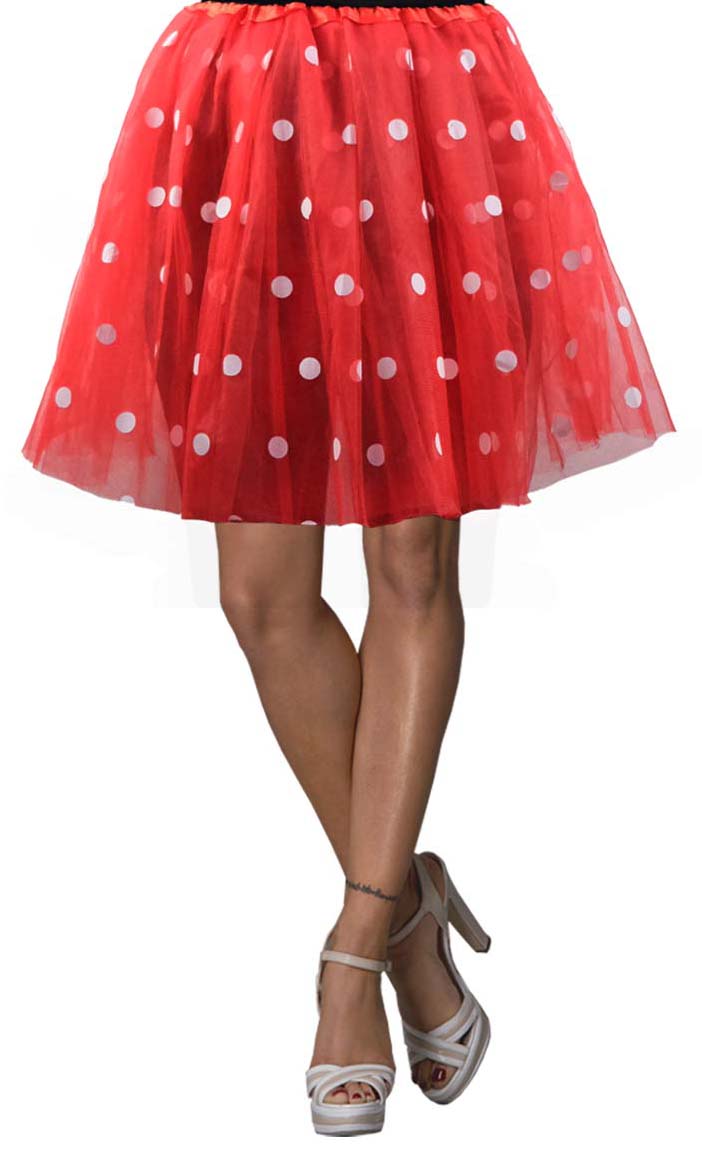 Damen Petticoat gepunktet, rot-weiß
