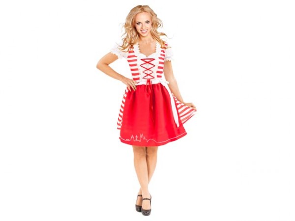 Ringel Dirndl rot/weiß Gr. XS/S-L/XL-XL/2XL