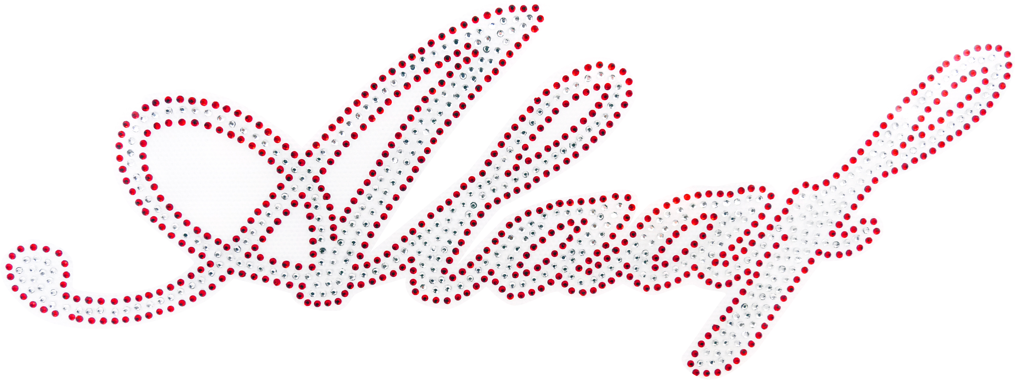 Strass Bügelbild Schriftzug Alaaf rot / silber