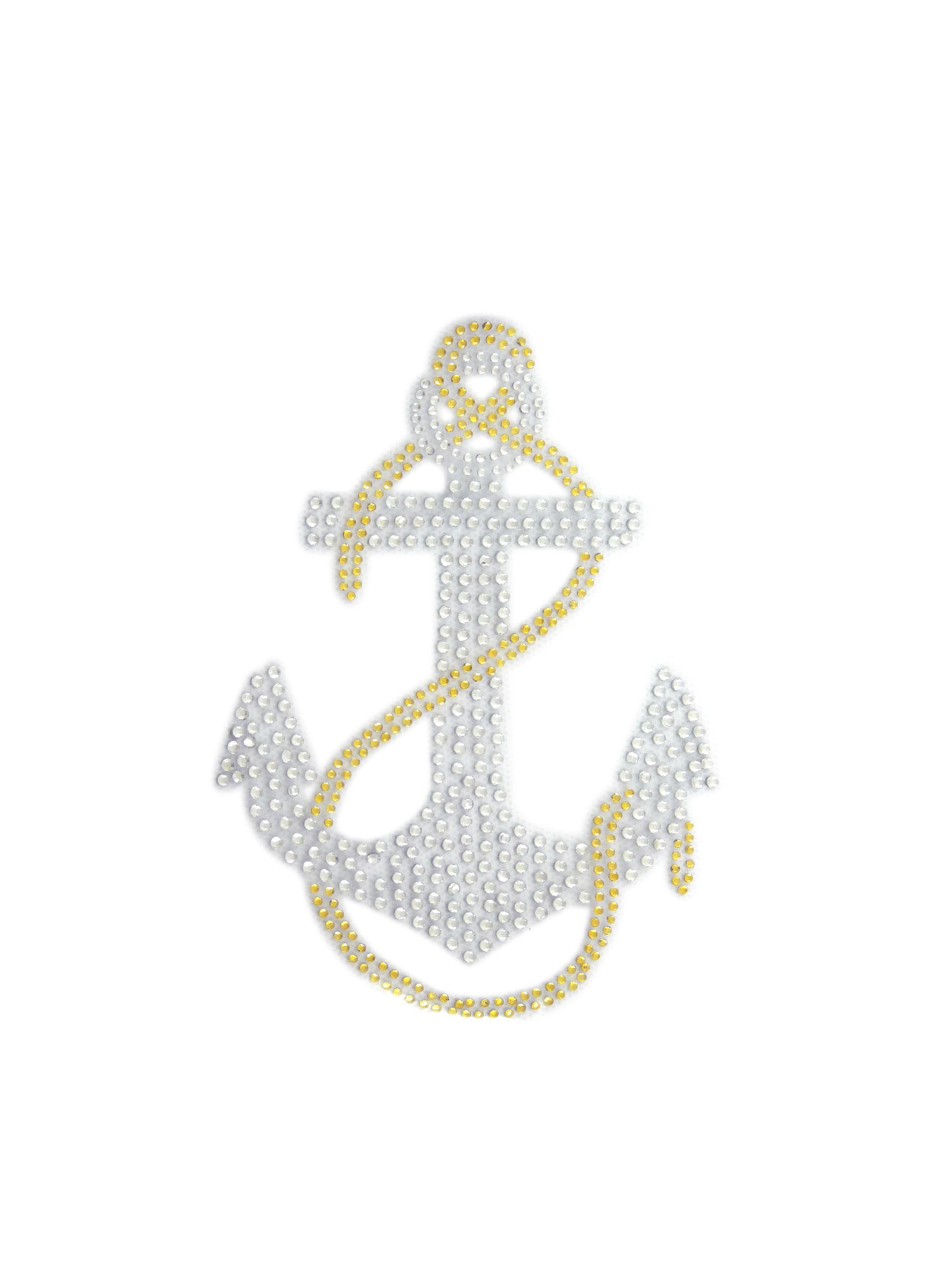 Strass Bügelbild Anker 11cm