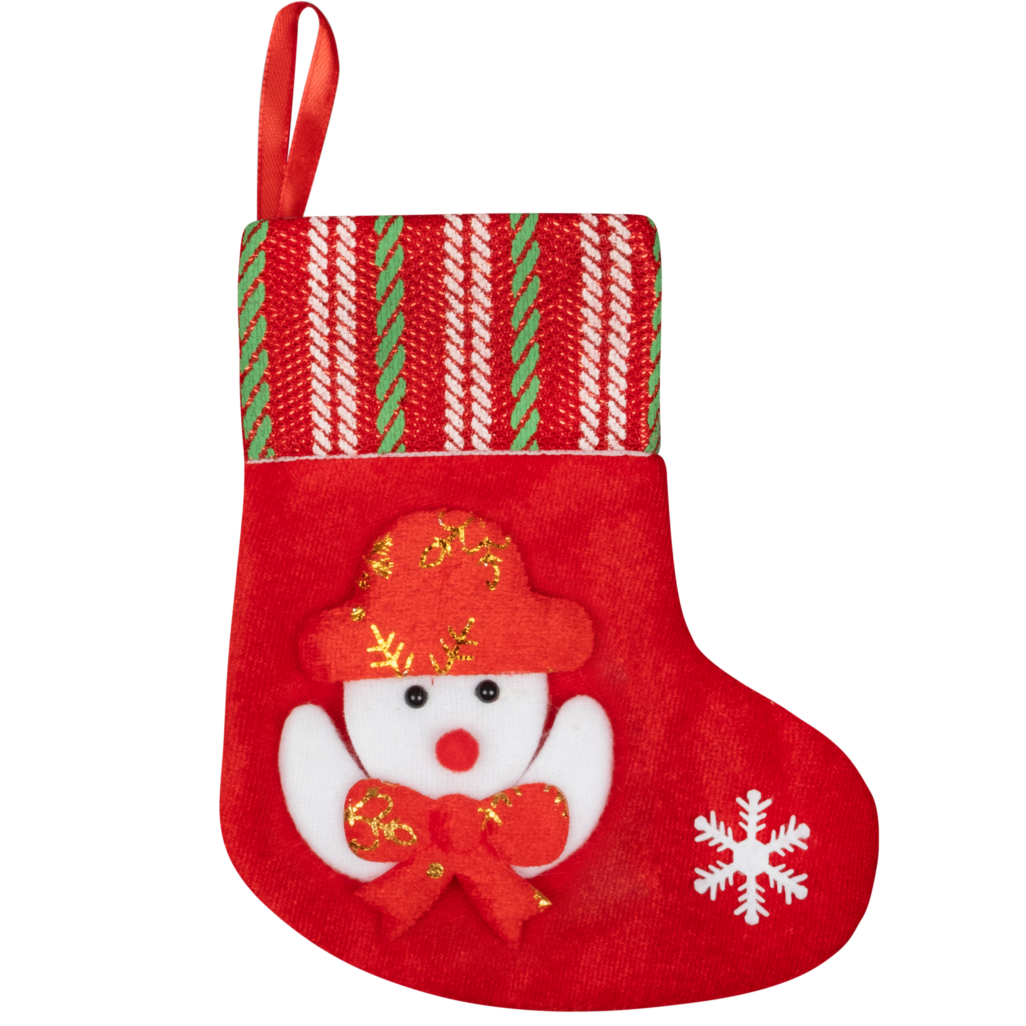 Weihnachtsstrumpf mit Glitzer Borde Schneemann