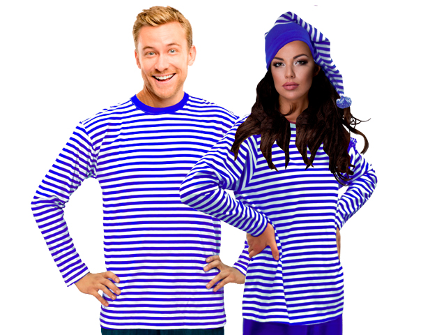 Ringelshirt langarm mit Stretch blau-weiß