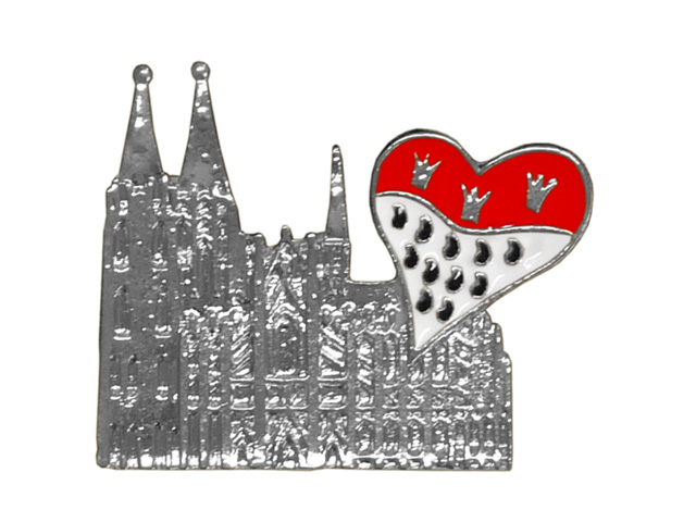 Brosche Dom mit Herz Wappen, silber