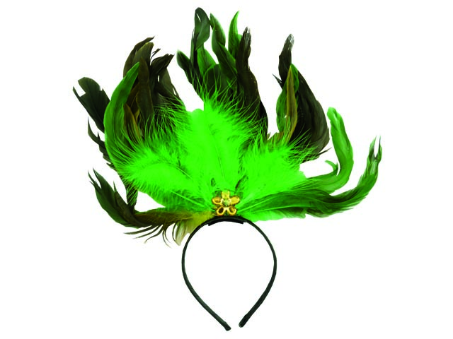 Haarreif Kopfschmuck mit Feder, grün