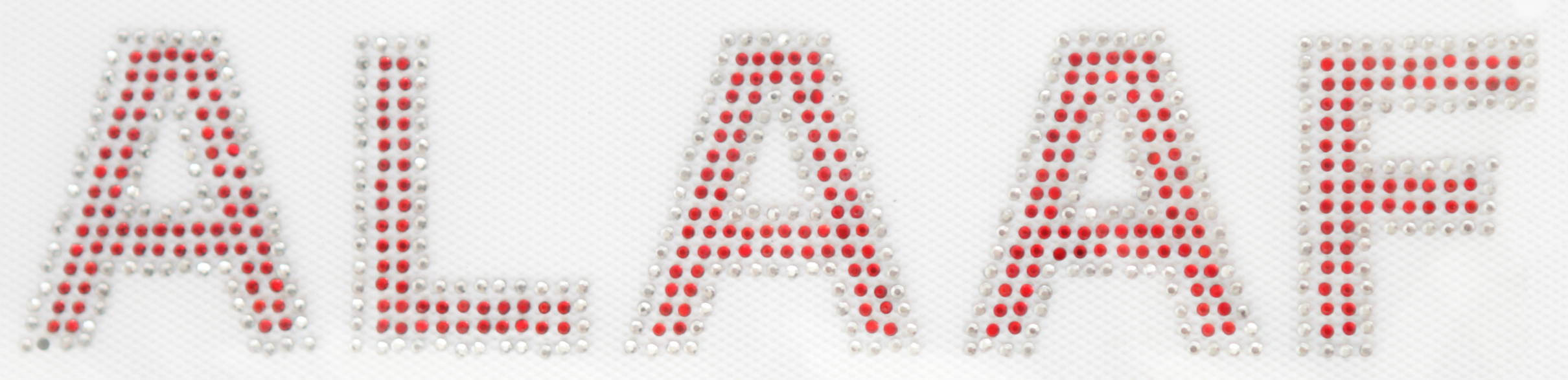 Strass Bügelbild ALAAF 20,5cm silber/rot