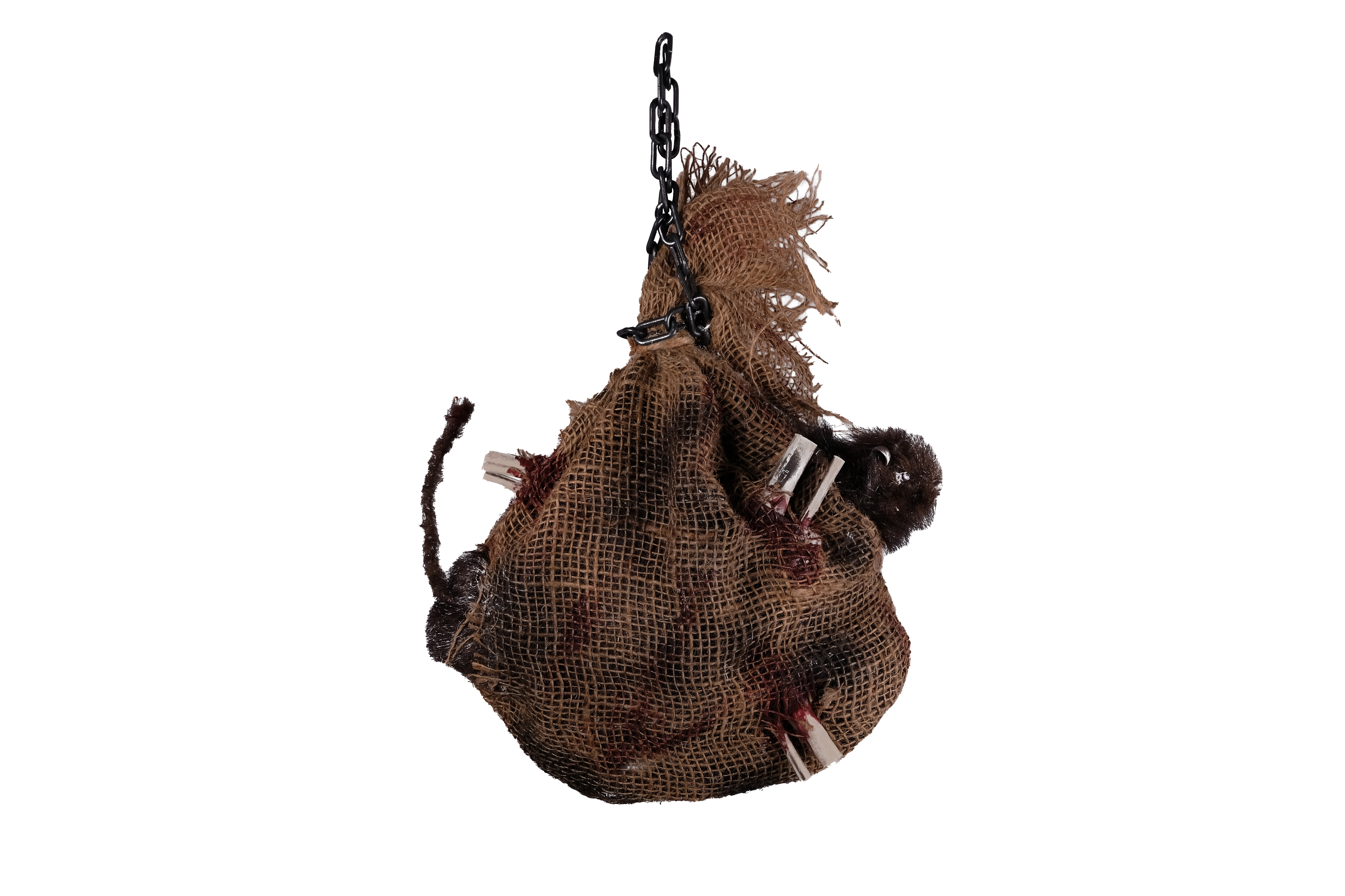 Halloween Horrorsack mit Ratte | Bewegung Licht & Sound | Hängedeko