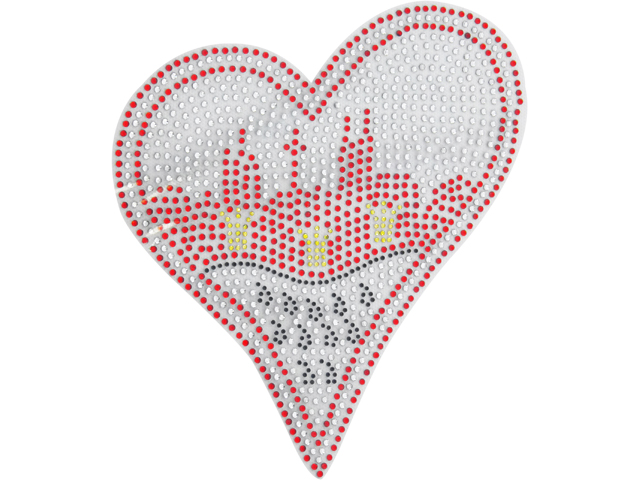 Strass Bügelbild Herz Skyline 19cm