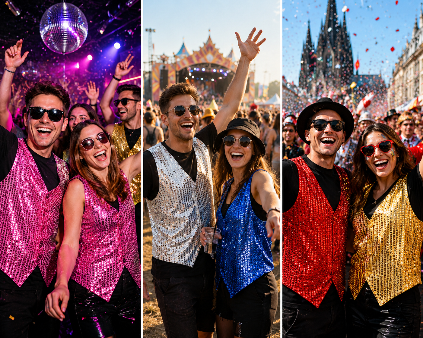 Paillettenweste Unisex | Glitzer Weste für Karneval, Party & Bühne | XS-3XL