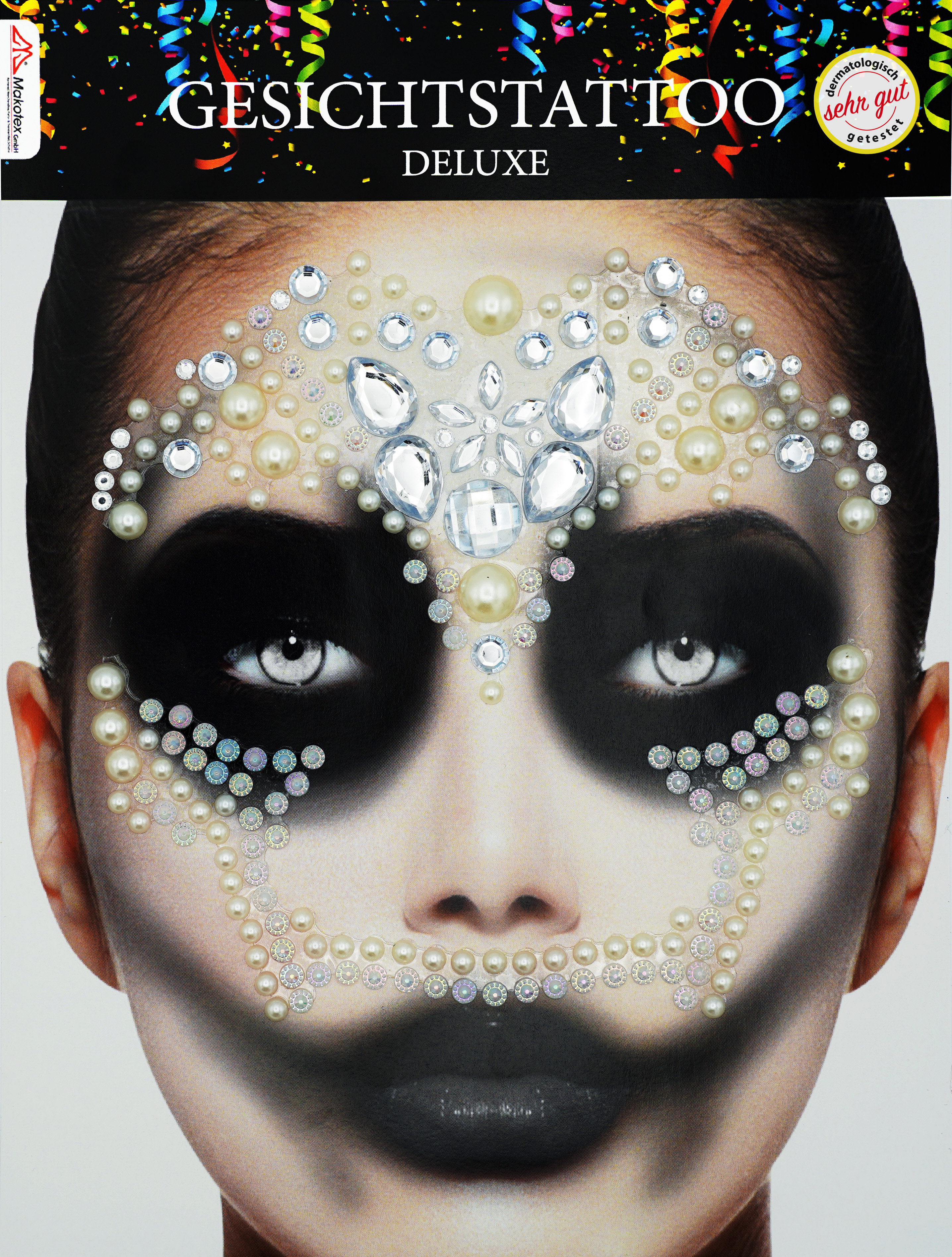 Strass Gesichtstattoo - Pharao Glitzer Aufkleber Klebetattoos Glitter Face Tattoo Motto Party Karneval Halloween