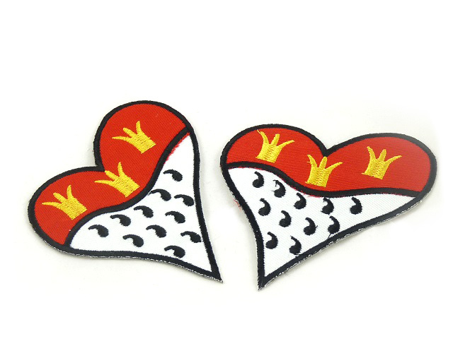 Bügelbild Herz Wappen 2er Set mittel