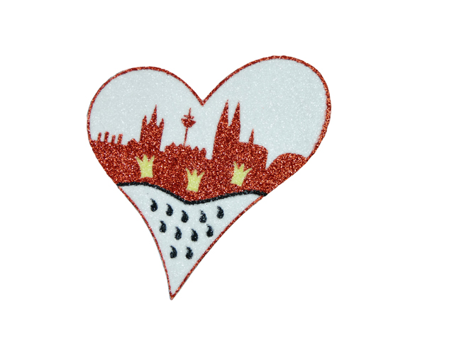 Glitter Bügelbild Herz Skyline