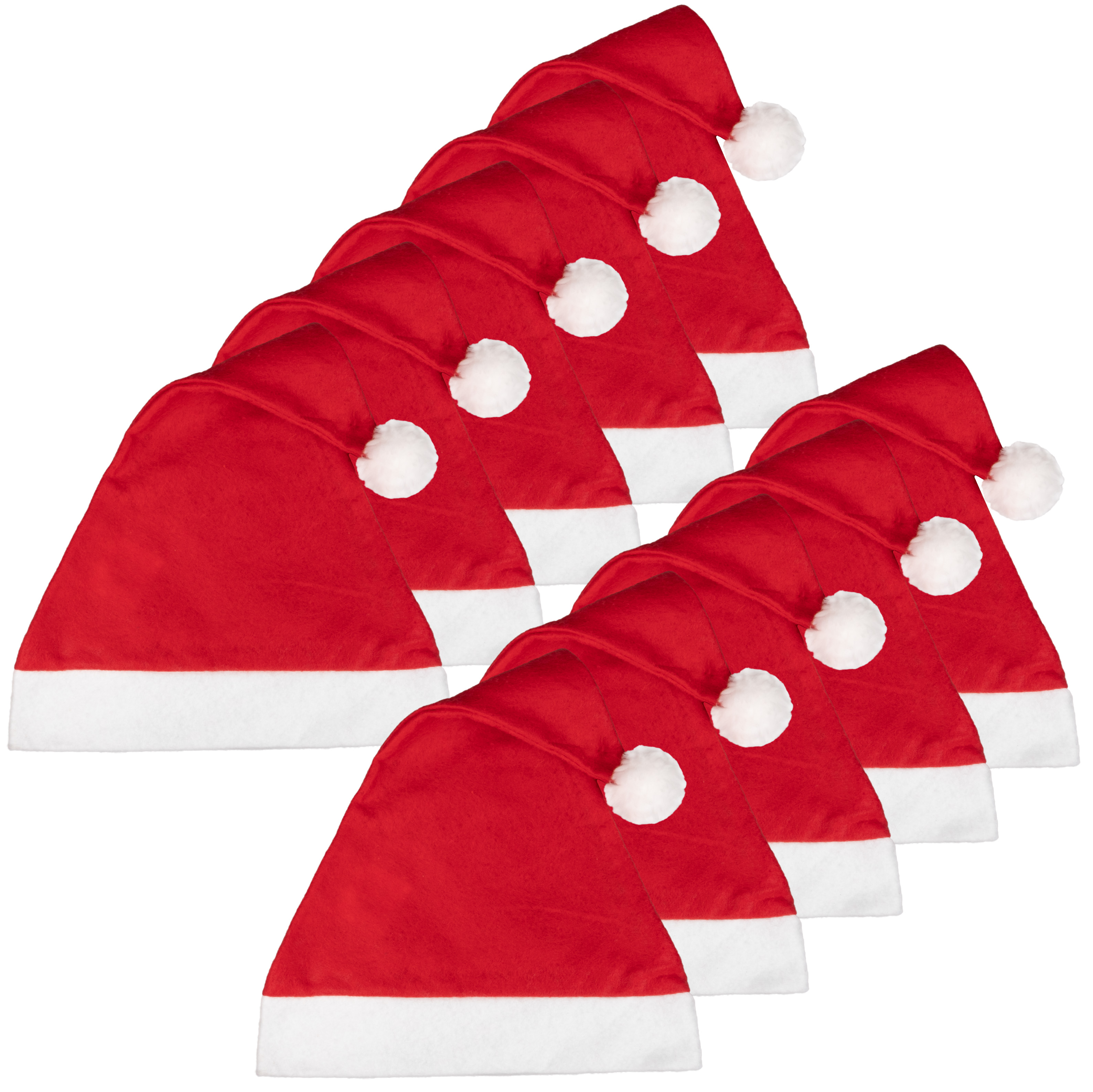 Weihnachtsmütze mit Bommel (10er Pack)
