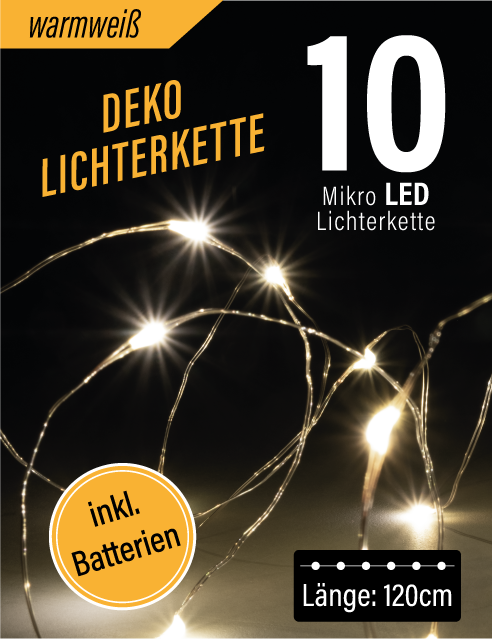 LED Mikro Lichterkette 10er (warmweiß)