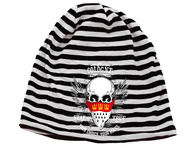 Ringel Mütze Totenkopf schwarz/weiß