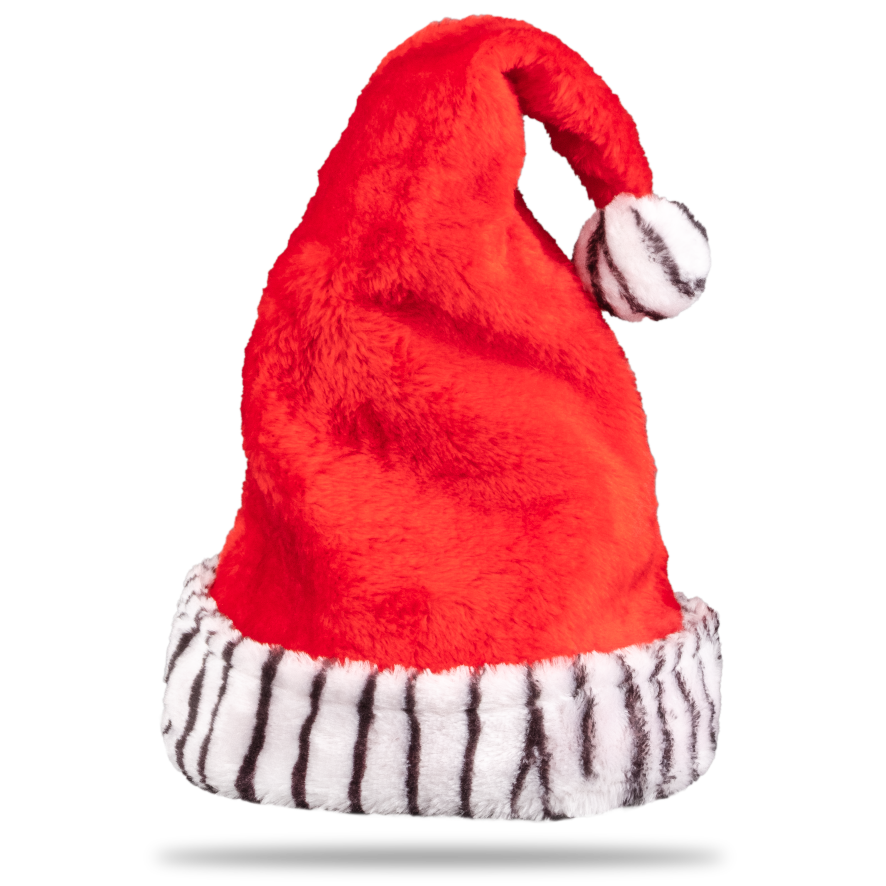 Weihnachtsmütze Plüsch mit Zebra Borde