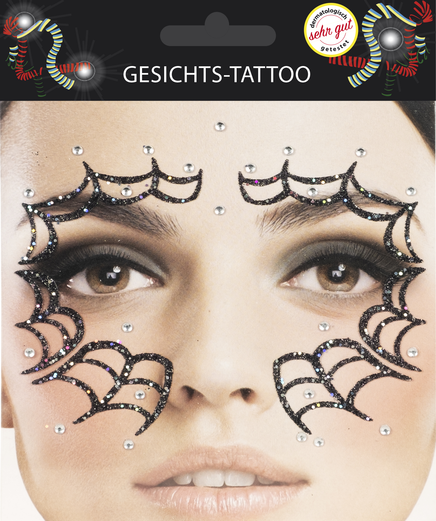 Gesichts-Tattoo Halloween Spinnennetz