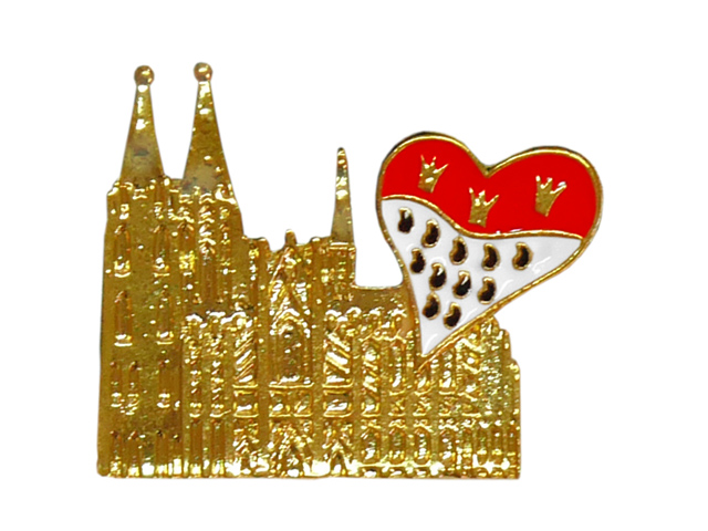 Brosche Dom mit Herz Wappen, gold