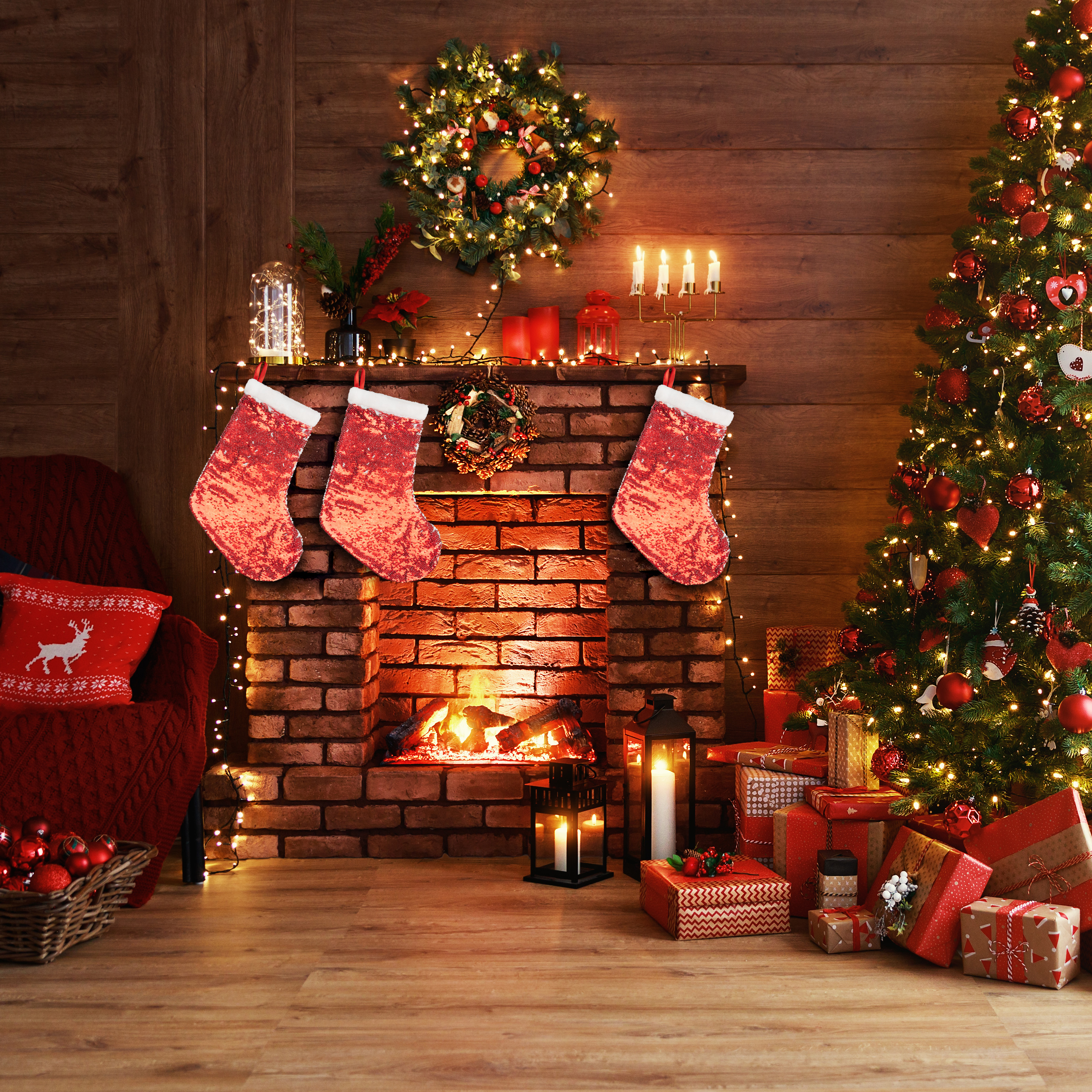 Weihnachtsstrümpfe mit Wende-Pailletten (3er Set)