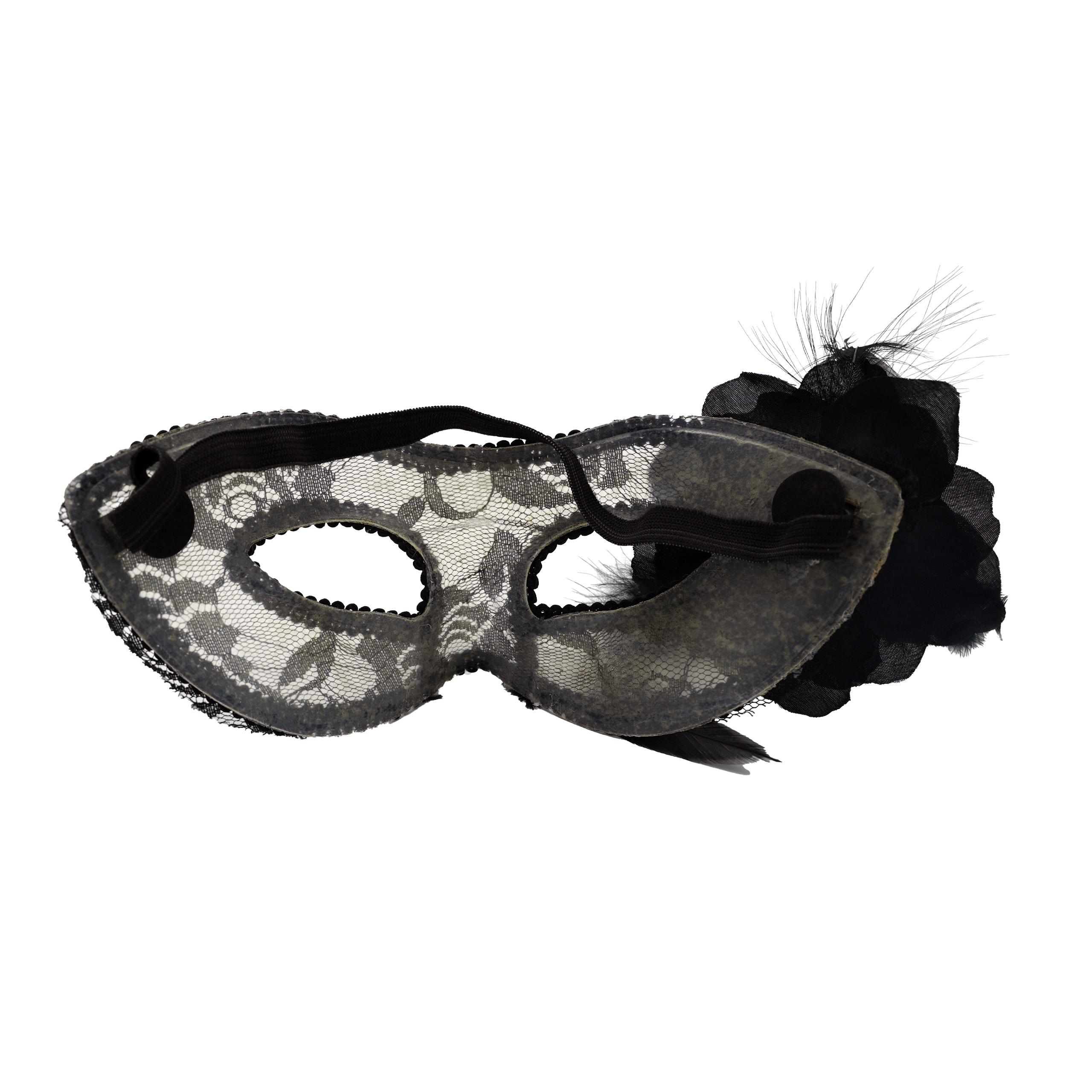 Venezianische Spitzenmaske mit Rose, 23x10cm
