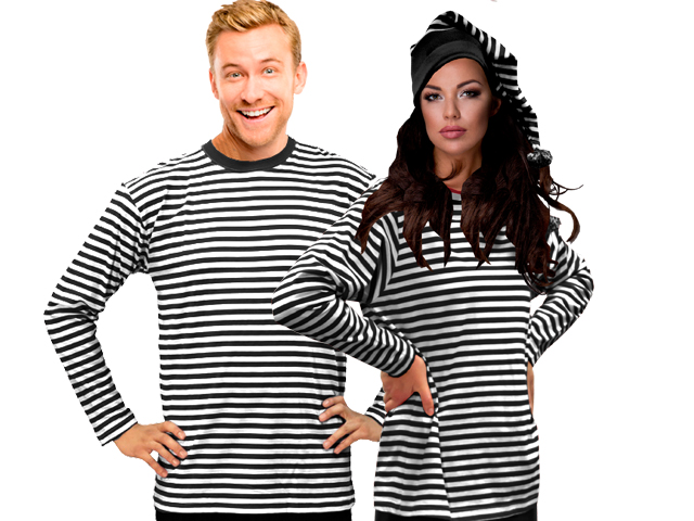 Ringelshirt langarm mit Stretch schwarz-weiß