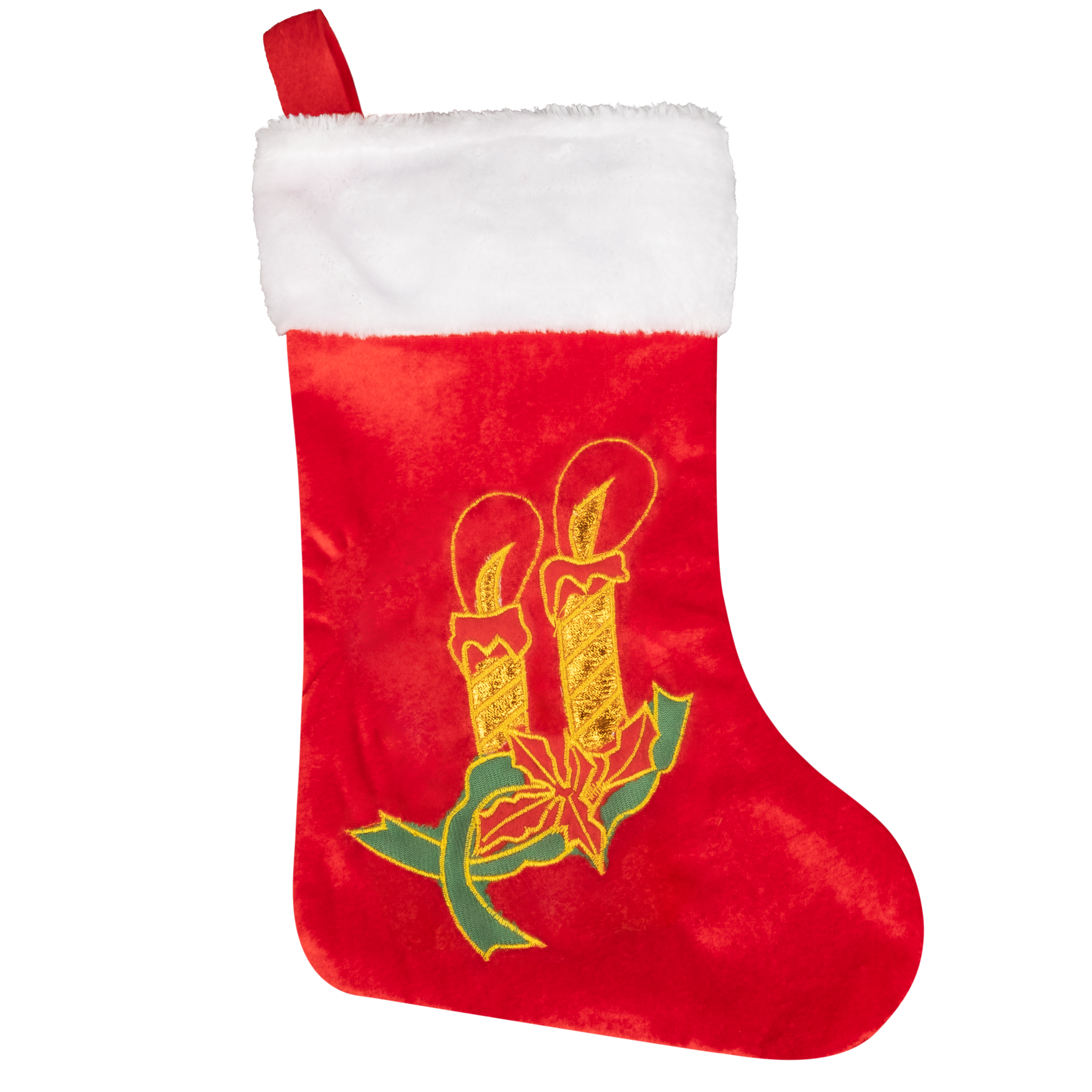 Weihnachtsstrumpf aus Samt Kerzen