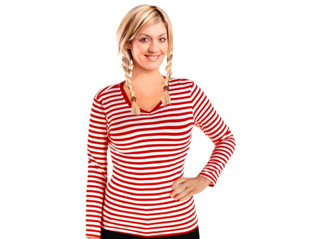 Ringelshirt tailliert V-Neck langarm mit Stretch