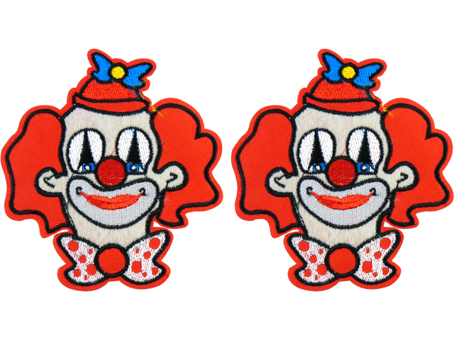 Bügelbild Clownkopf 2er Set mittel
